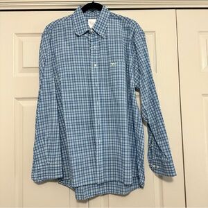 Coastal Cotton Button Down Shirt in Blue Plaid‎ Size Large GUC